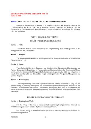 dao 2000-81|GENERAL COMPLIANCE FOR AIR QUALITY MANAGEMENT.